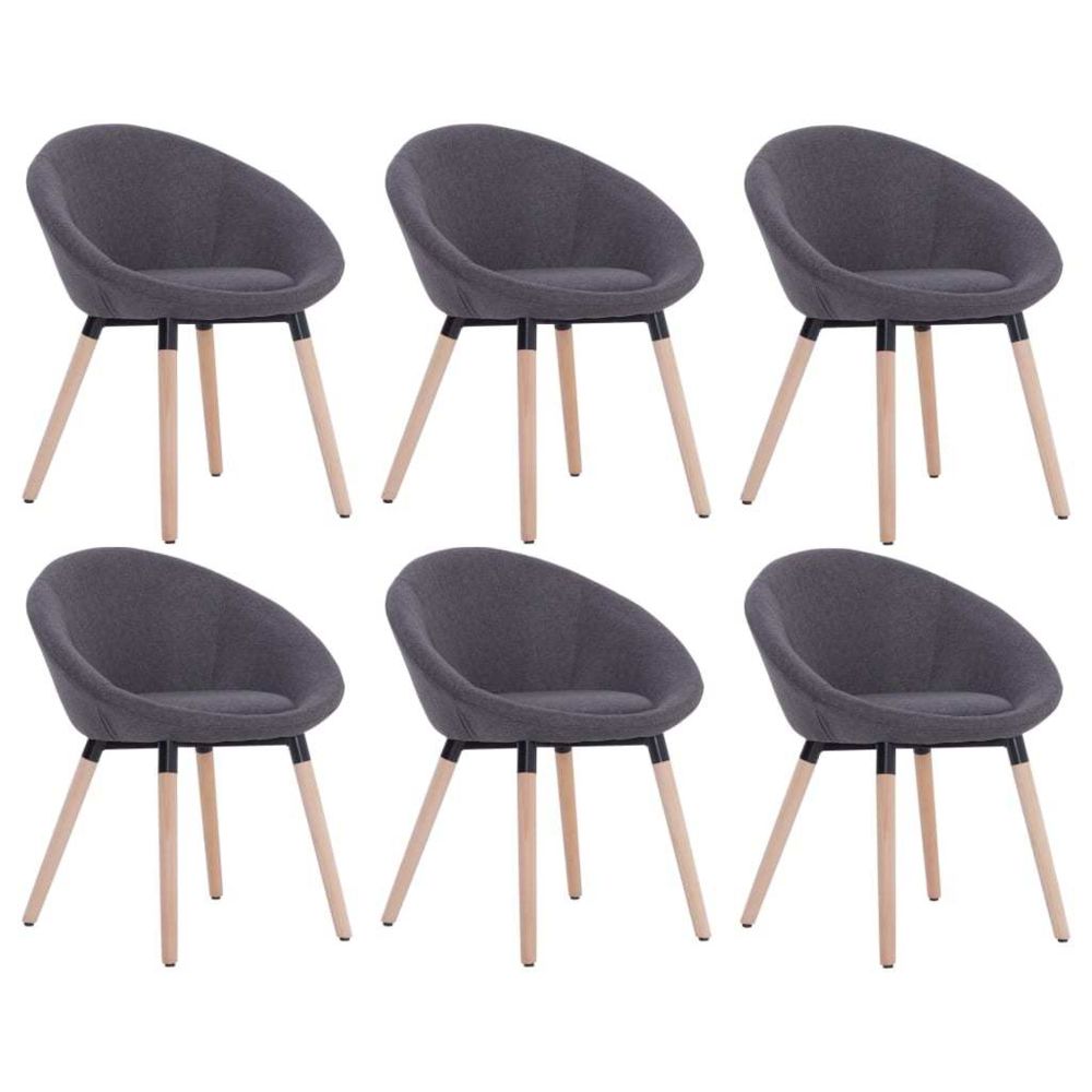marque generique - Icaverne - Chaises de cuisine serie 6 pcs Chaise de salle à manger Gris foncé Tissu - Chaises