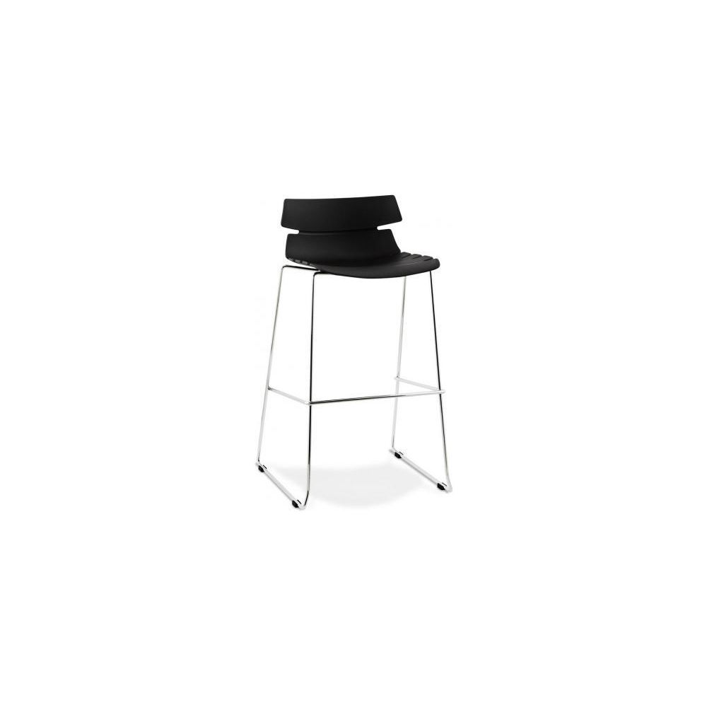 Declikdeco - Tabouret de bar design assise polypropylene noir REEN - Chaises