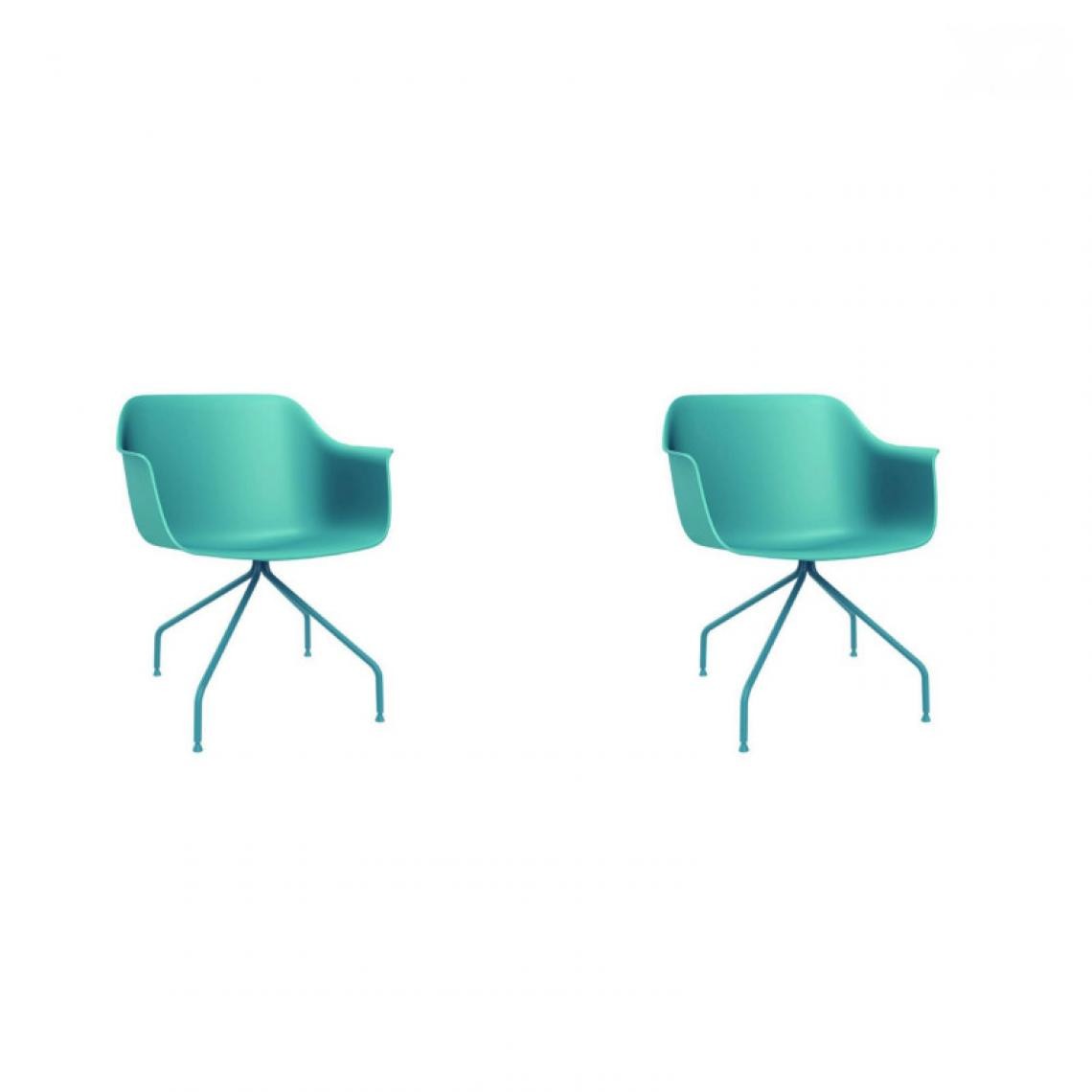 Resol - Set 2 Chaise Araignée - RESOL - Bleu RétroFibre de verre, Polypropylène, Acier peint - Chaises