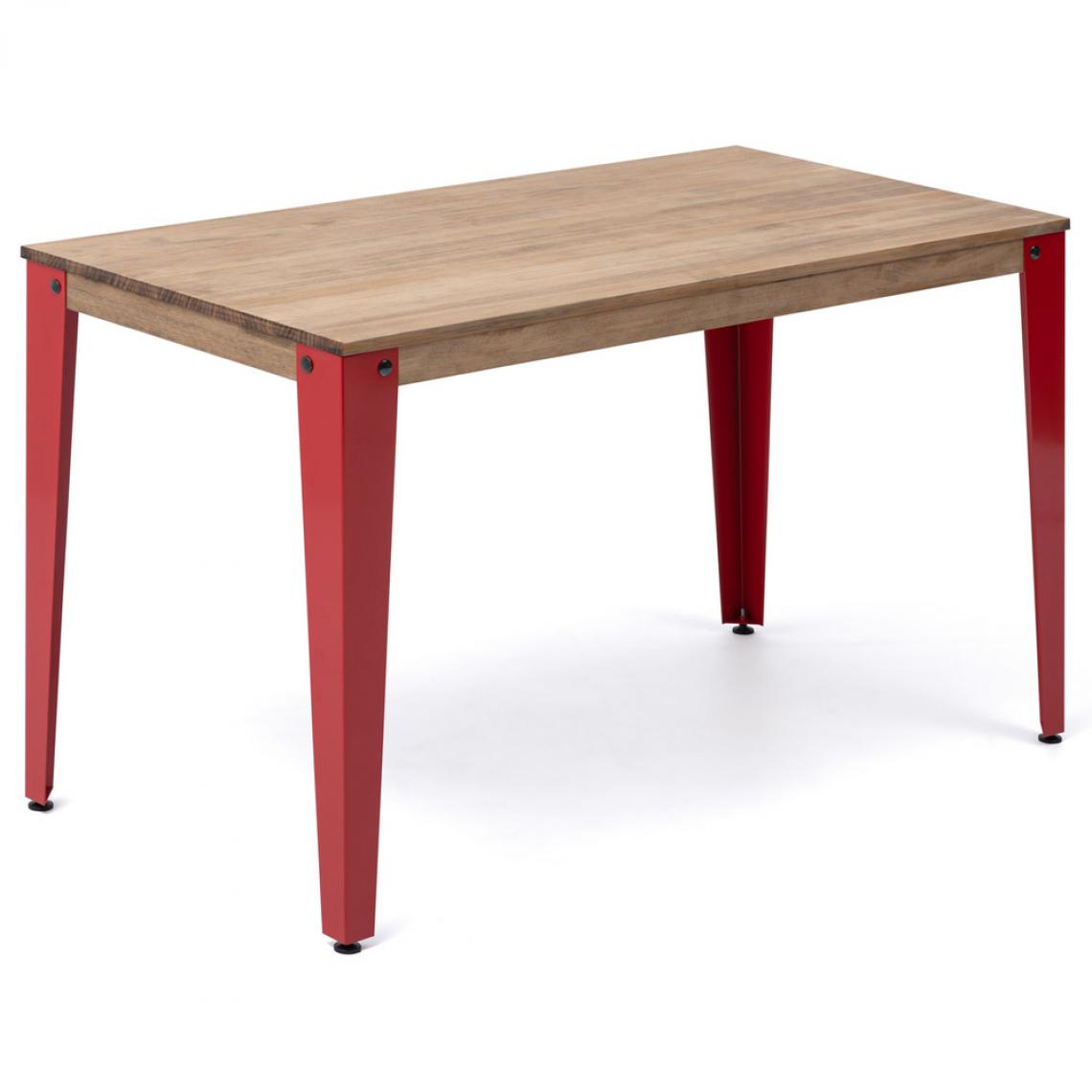 BOX FURNITURE - Table Salle a Manger Lunds 140x80x75cm Rouge-Vieilli Box Furniture - Tables à manger