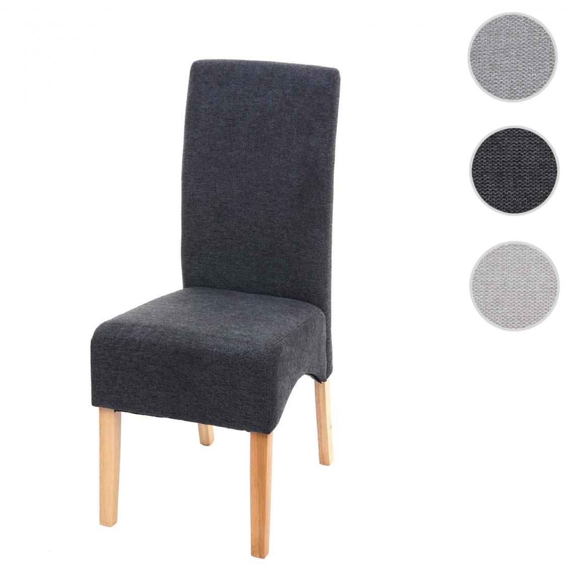 Mendler - Chaise de salle à  manger Latina, chaise de cuisine, tissu/textile ~ gris foncé, pieds clairs - Chaises