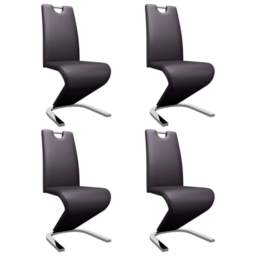 marque generique - Inedit Fauteuils et chaises ensemble Gaborone Chaises à dîner avec forme de zigzag 4 pcs Marron Similicuir - Chaises