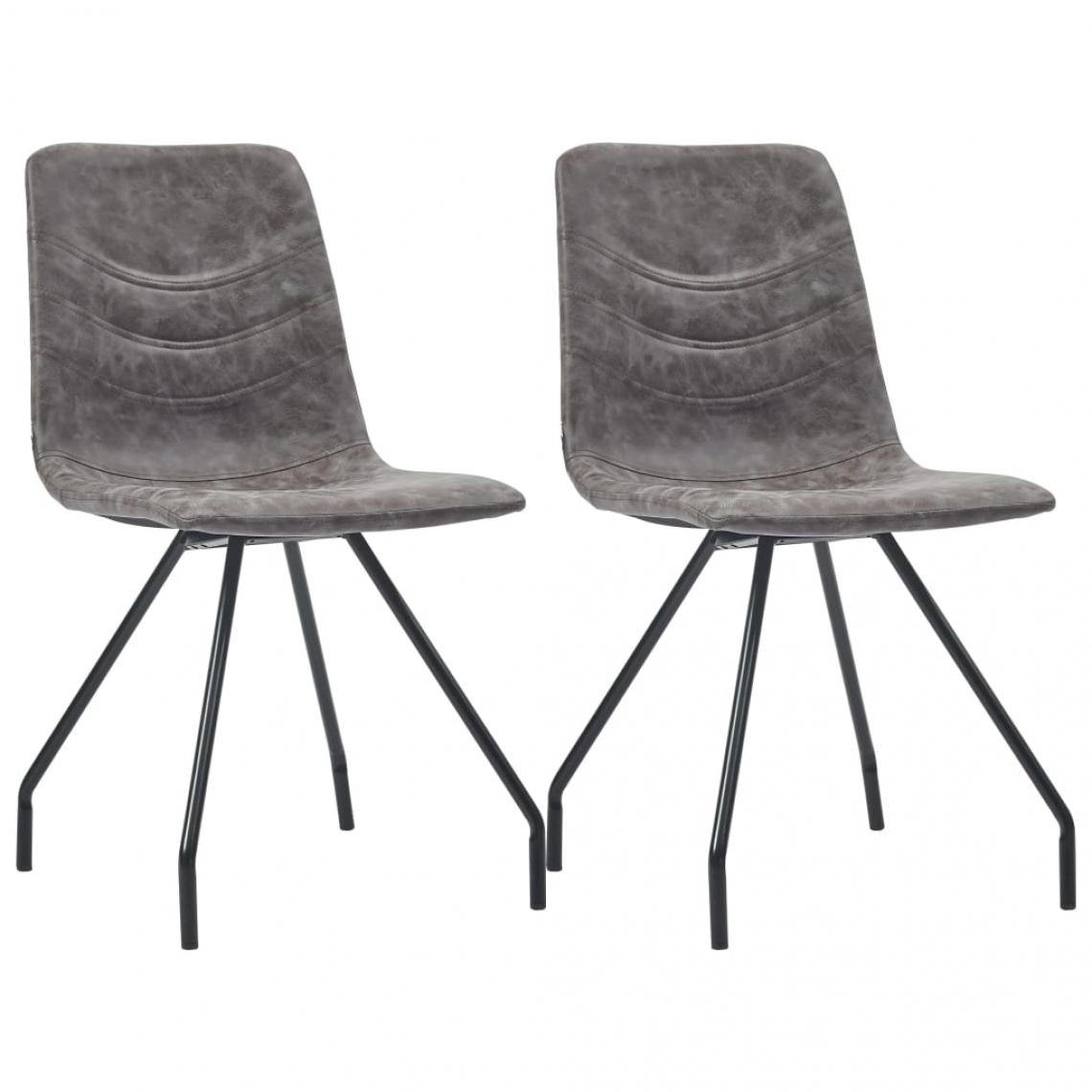 Decoshop26 - Lot de 2 chaises de salle à manger cuisine design intemporel similicuir marron foncé CDS020696 - Chaises