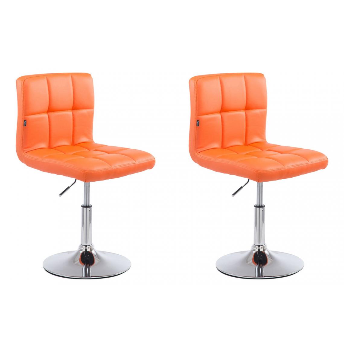 Decoshop26 - Lot de 2 chaises de salle à manger style moderne et design en similicuir orange hauteur réglable pivotant pieds en métal 10_CDS10090 - Chaises