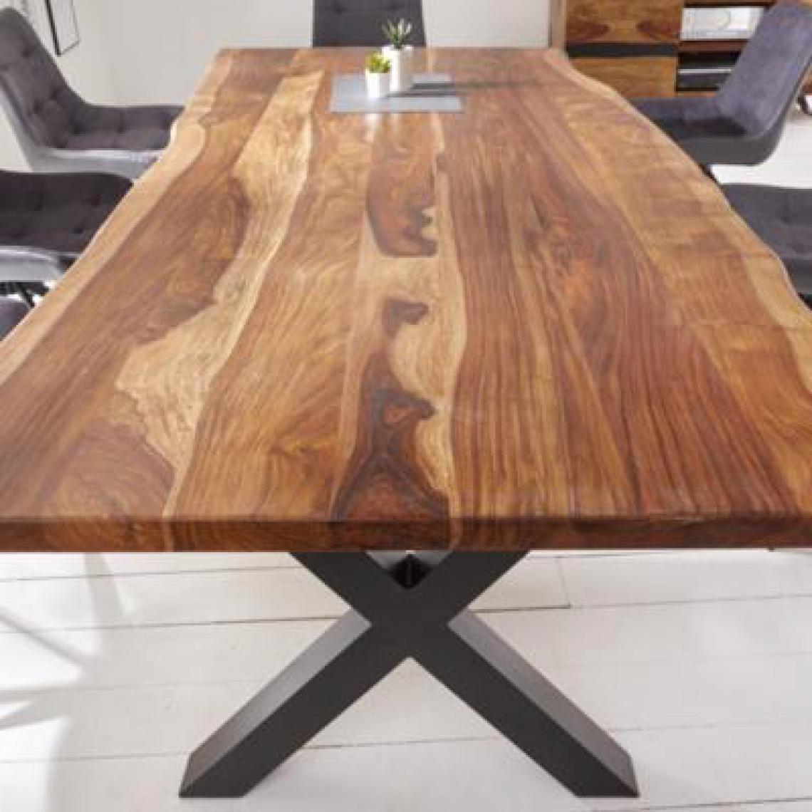 Nouvomeuble - Table 200 cm en bois et métal industrielle AMAZONE - Tables à manger