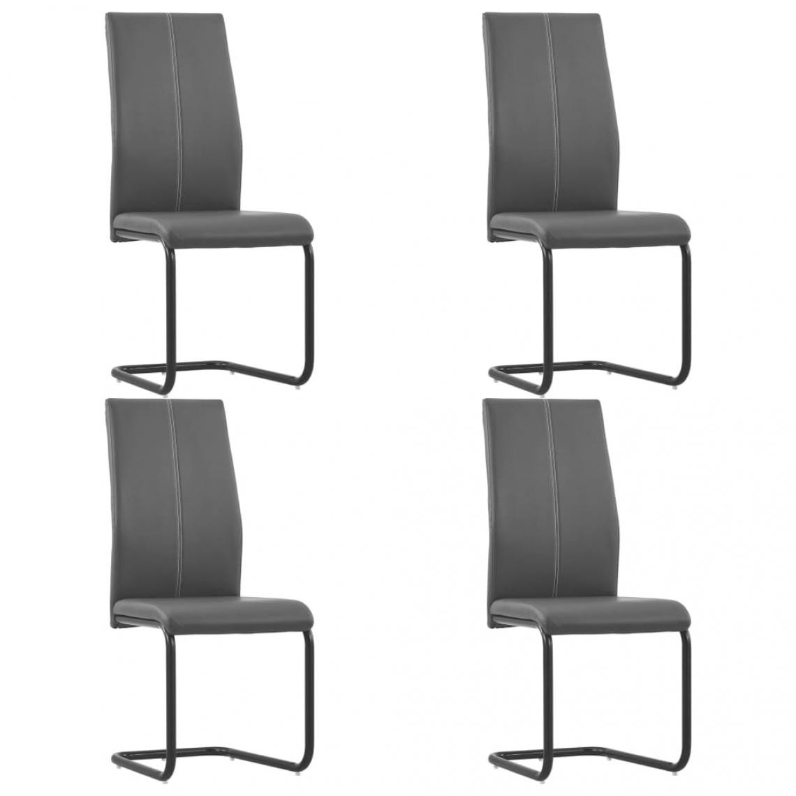 Decoshop26 - Lot de 4 chaises de salle à manger cuisine cantilever design moderne similicuir gris CDS021378 - Chaises