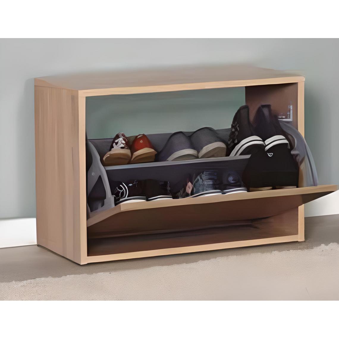 Pegane - Meuble à chaussures avec 1 porte coloris Chêne Cambrian - Longueur 60 x profondeur 30 x hauteur 42 cm - Rangements à chaussures