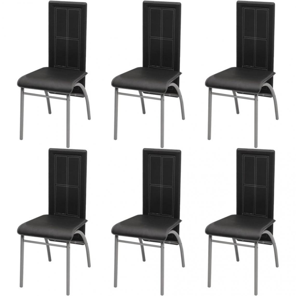 Decoshop26 - Lot de 6 chaises de salle à manger cuisine design moderne similicuir noir CDS022689 - Chaises