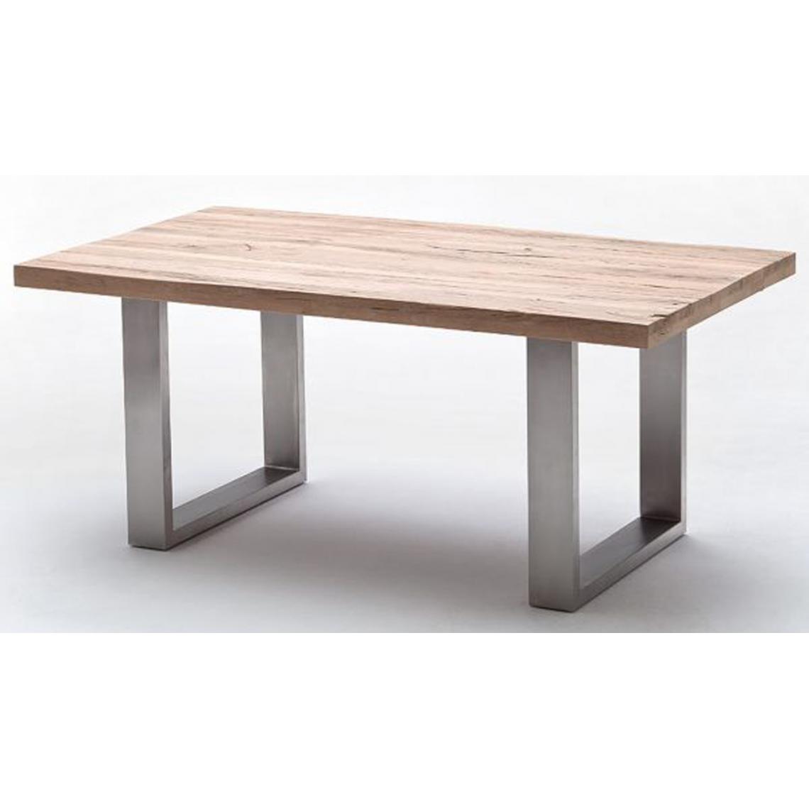 Pegane - Table à manger en chêne chaulé, laqué mat massif - L.220 x H.76 x P.100 cm -PEGANE- - Tables à manger