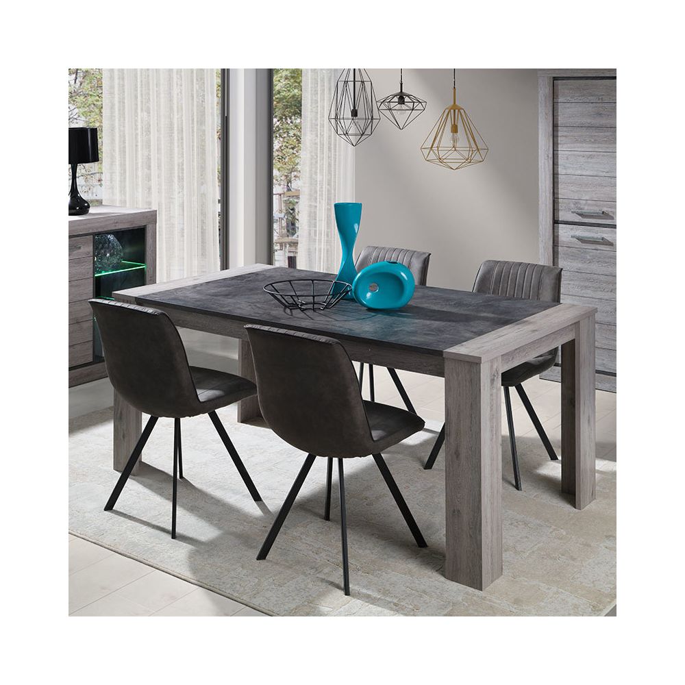 Happymobili - Table moderne 180 cm couleur chêne gris ANAIS - Tables à manger
