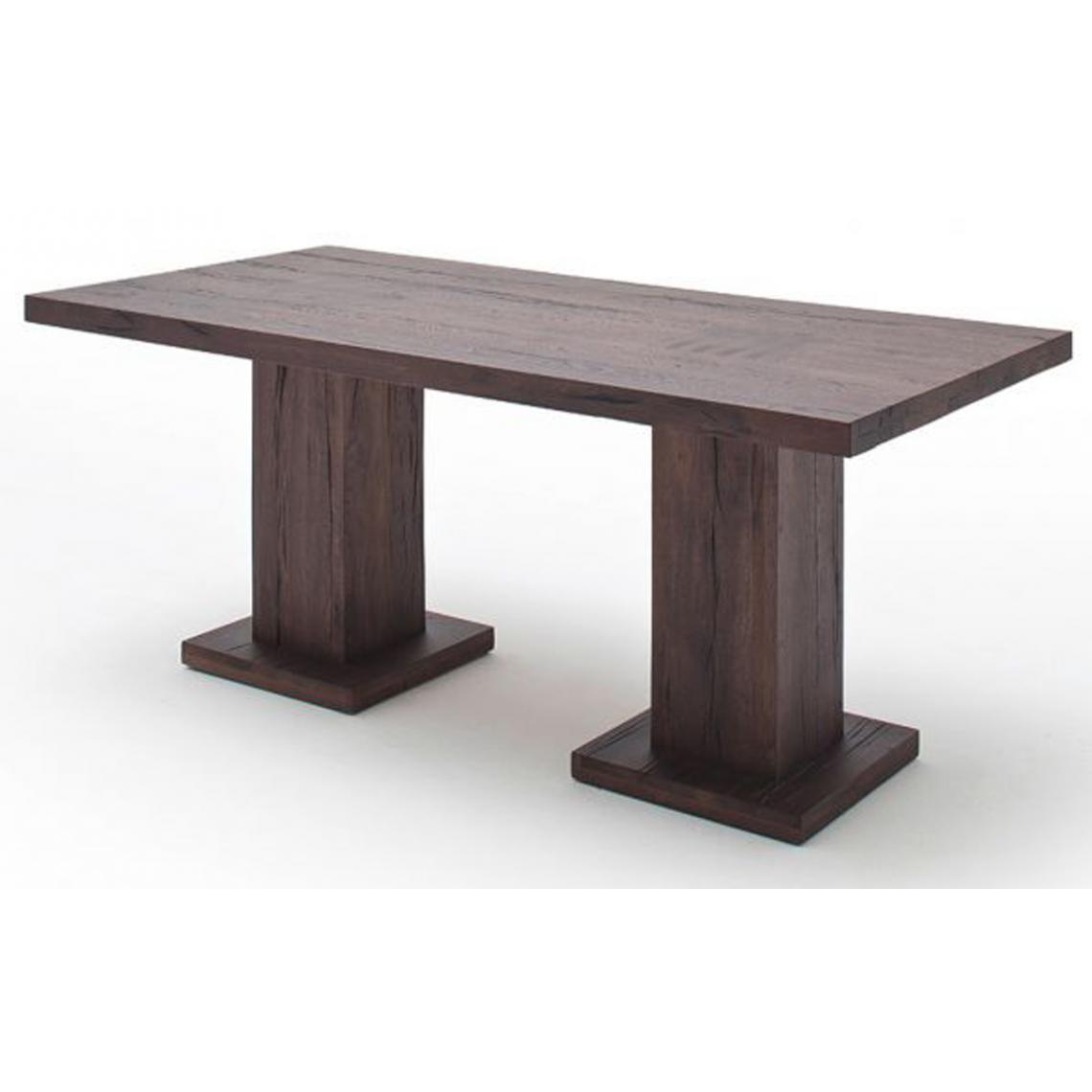 Pegane - Table à manger en chêne massif patiné laqué avec 2 colonnes - L.260 x H.76 x P.100 cm -PEGANE- - Tables à manger
