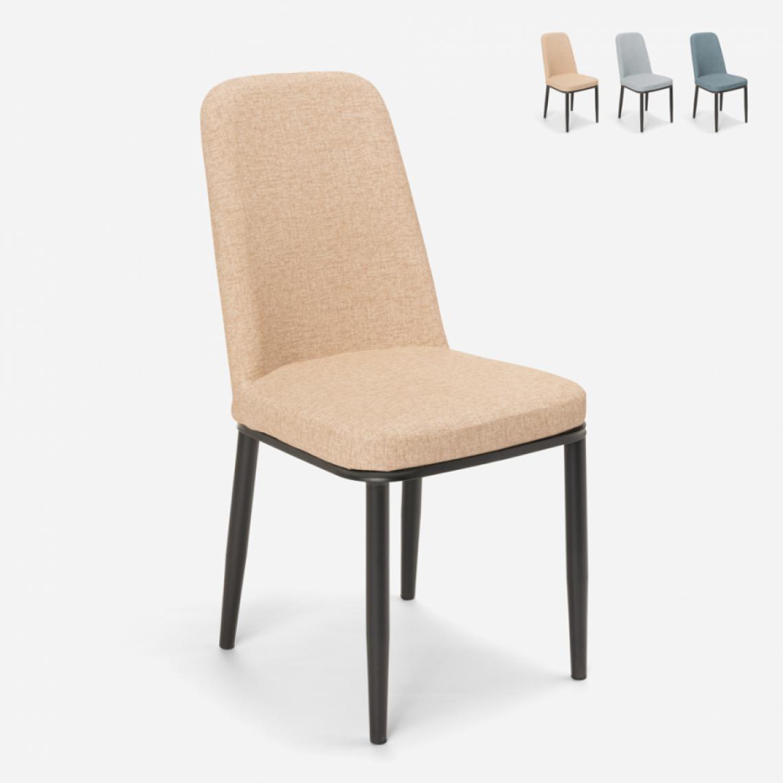 Ahd Amazing Home Design - Chaises design pour cuisine bar restaurant en tissu et métal effet bois Davos Dark, Couleur: Beige - Chaises