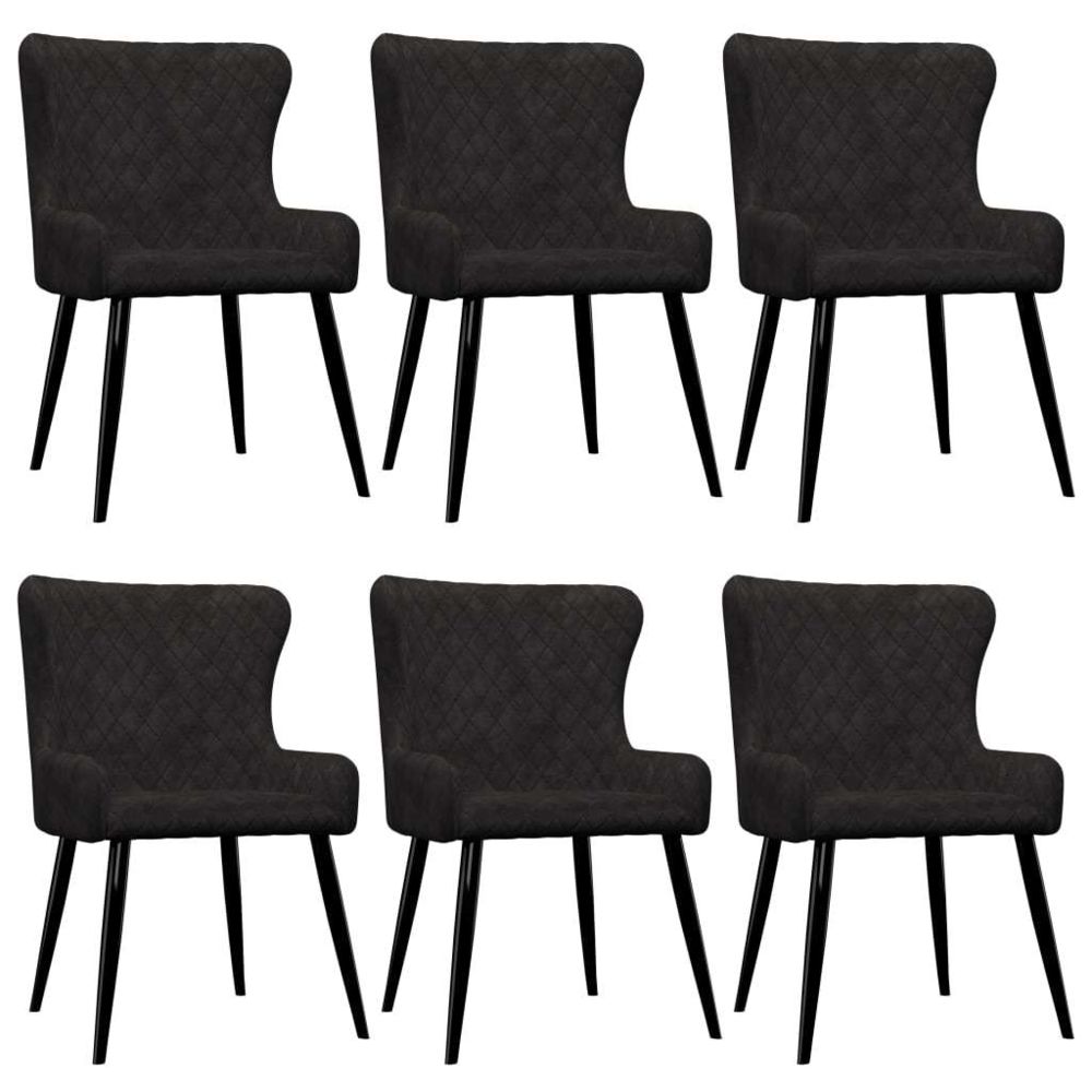 Uco - UCO Chaises de salle à manger 6 pcs Noir Velours - Chaises