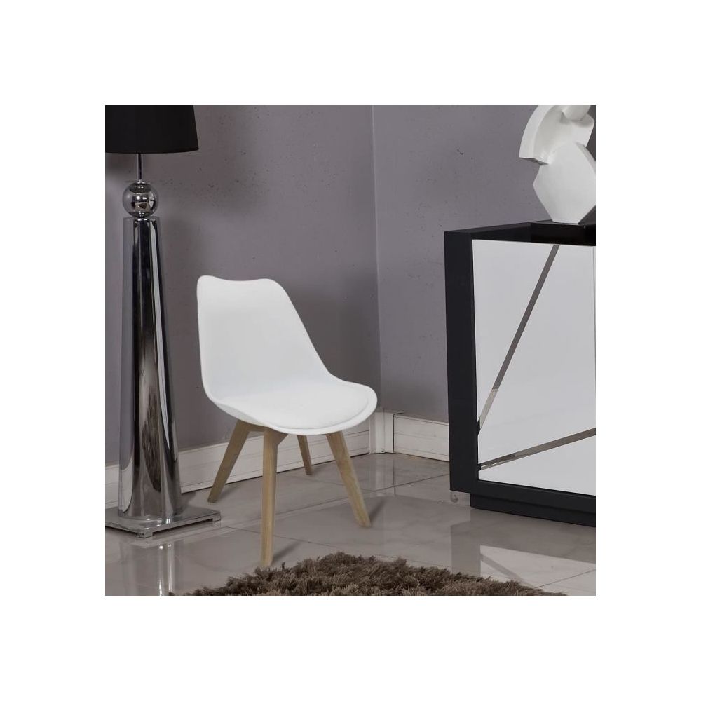 marque generique - CHAISE BJORN Chaise de salle a manger - Simili blanc - Scandinave - L 48,3 x P 61 cm - Chaises