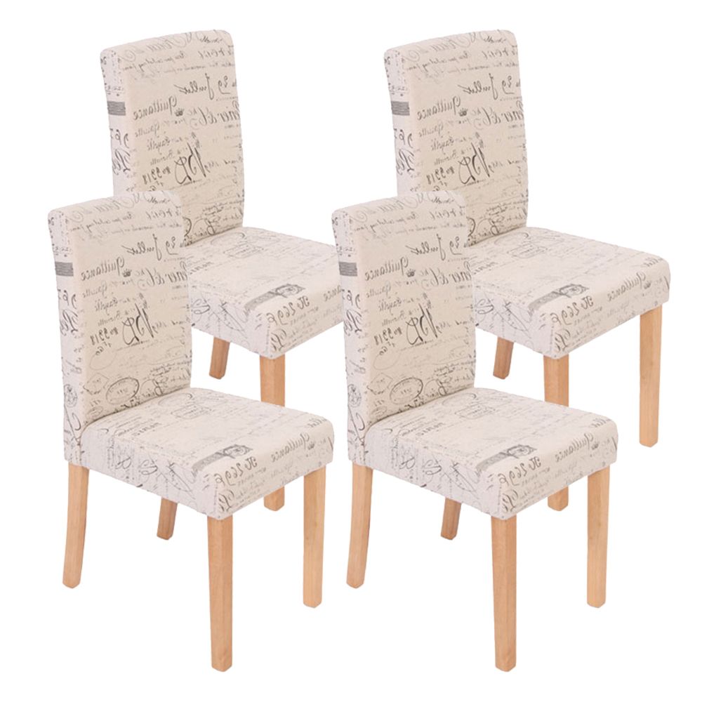 Mendler - Lot de 4 chaises de séjour Littau, tissu words fabric, pieds clairs - Chaises