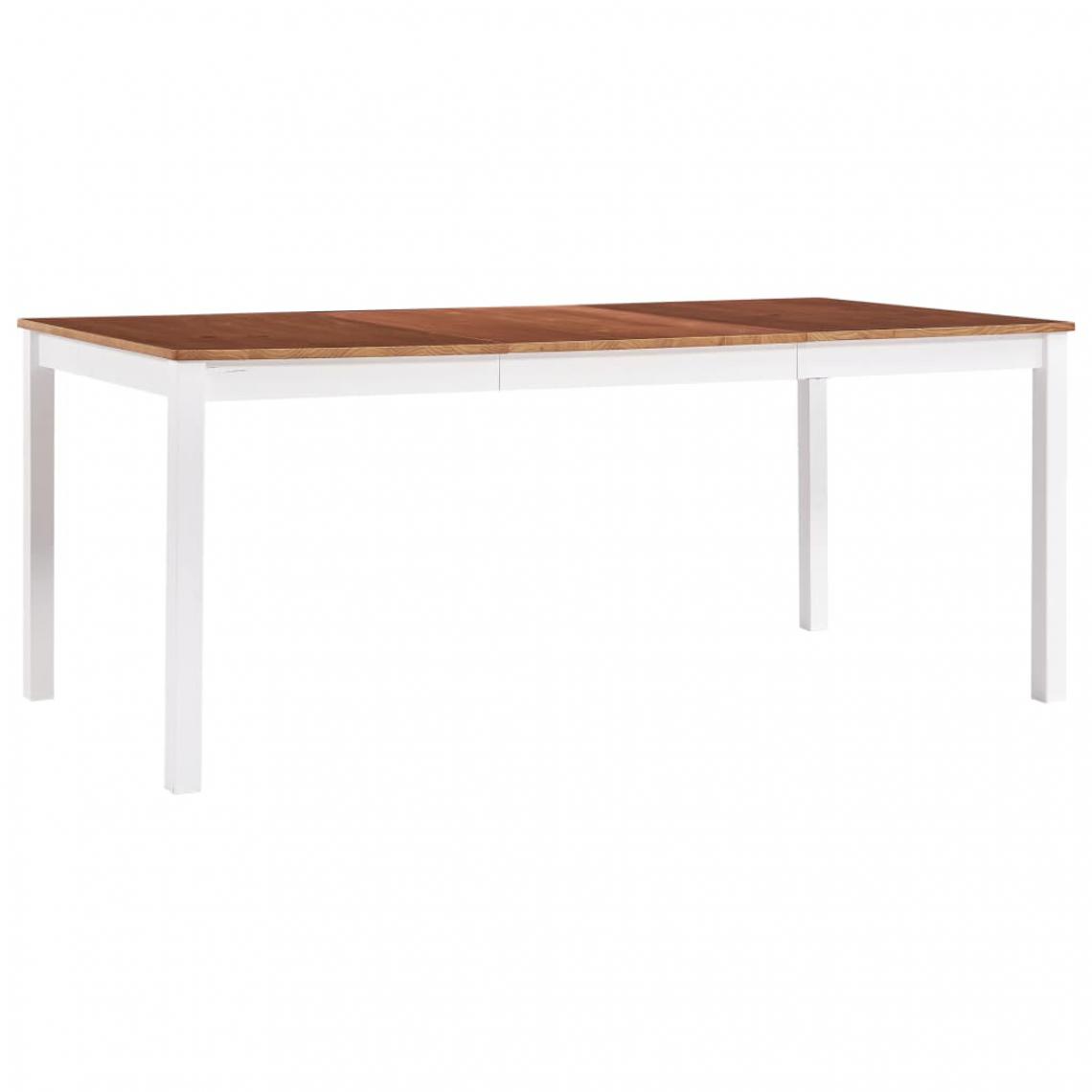 Chunhelife - Table de salle à manger Blanc et marron 180 x 90 x 73 cm Pin - Tables à manger