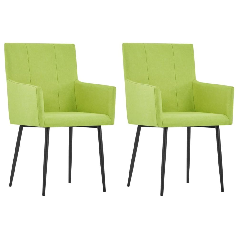 marque generique - Magnifique Fauteuils et chaises ensemble Bamako Chaises de salle à manger avec accoudoirs 2 pcs Vert Tissu - Chaises
