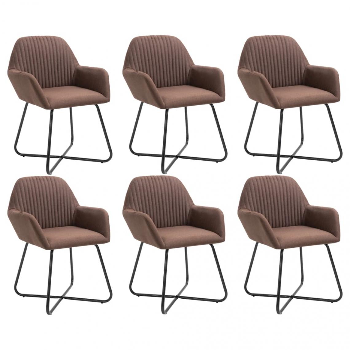 Decoshop26 - Lot de 6 chaises de salle à manger cuisine design moderne tissu marron CDS022633 - Chaises