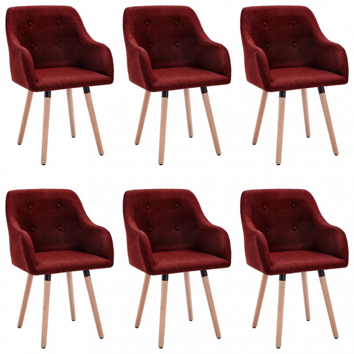 Icaverne - Inedit Fauteuils et chaises famille Podgorica Chaises de salle à manger 6 pcs Rouge bordeaux Tissu - Chaises