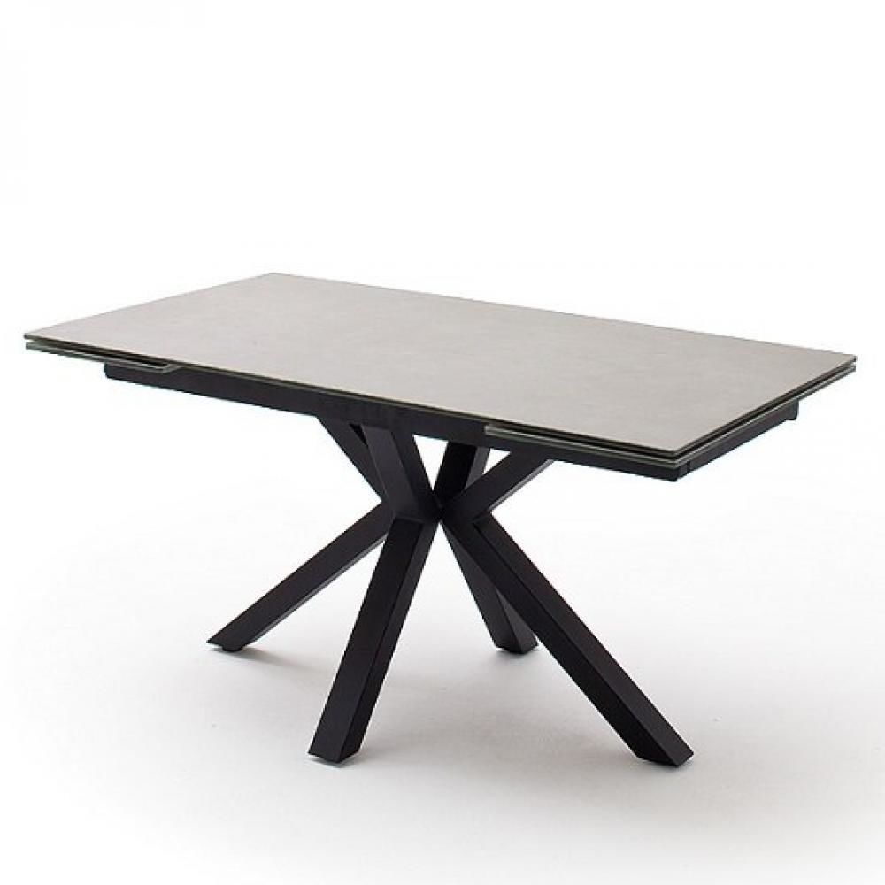 Inside 75 - Table extensible NODA 160 x 90 cm plateau céramique gris clair pied acier laqué anthracite - Tables à manger
