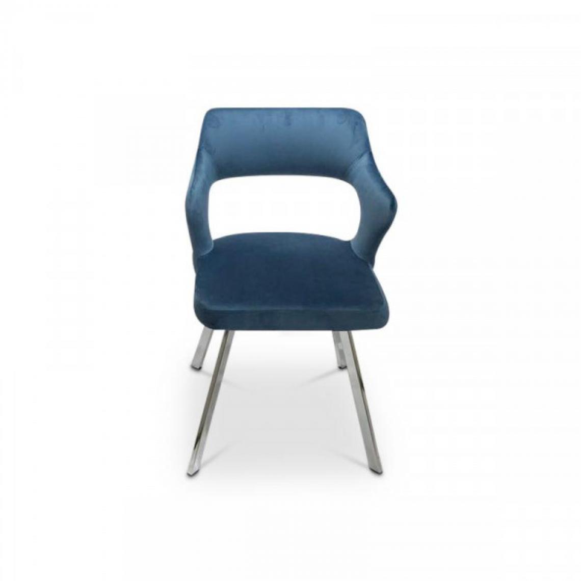 Dansmamaison - Chaise en tissu velours Bleu - WALI - L 52 x l 53 x H 76 cm - Chaises