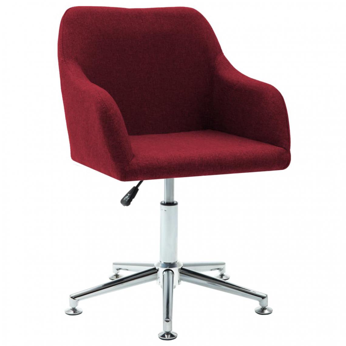 Chunhelife - Chaise pivotante de bureau Rouge bordeaux Tissu - Chaises