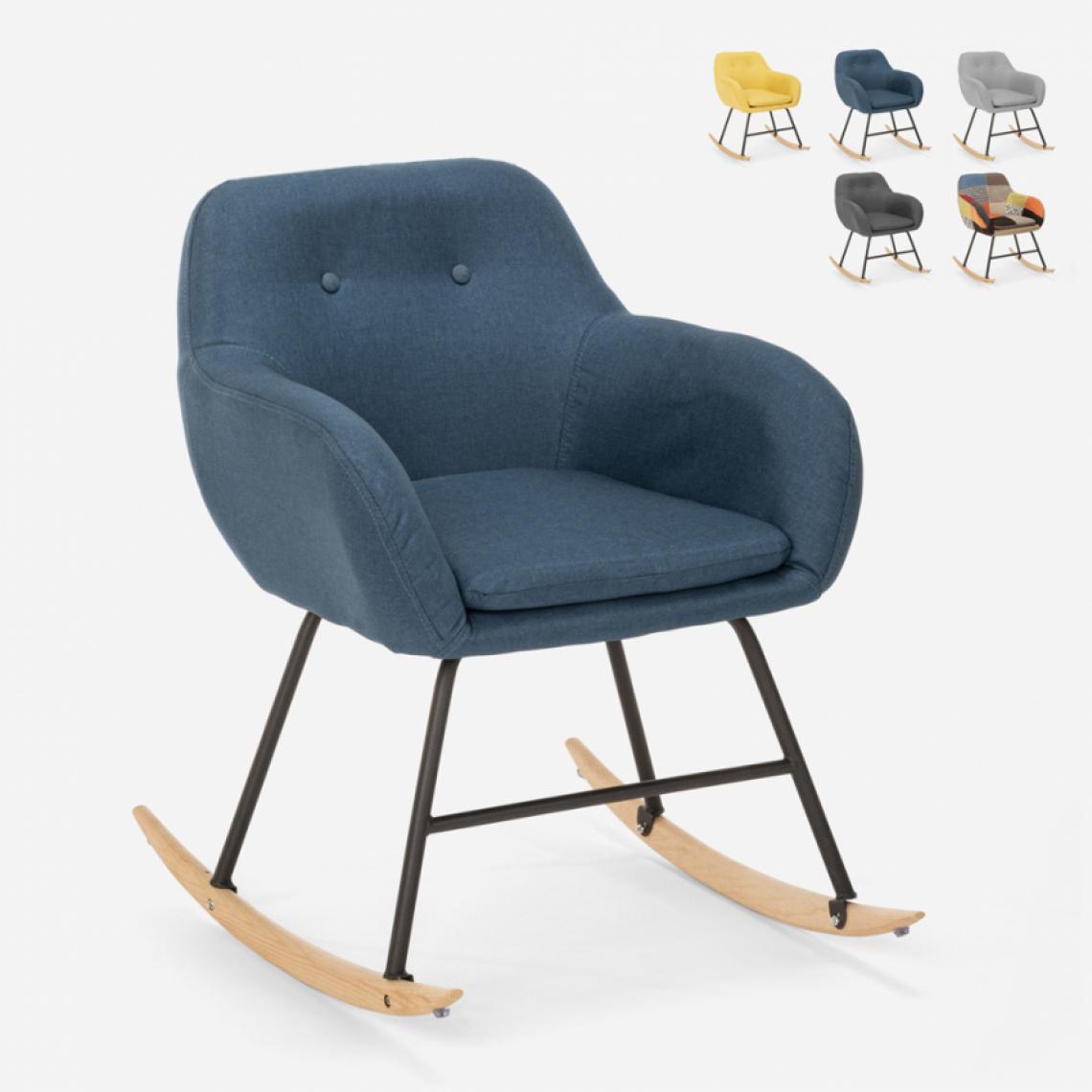 Ahd Amazing Home Design - Chaise à bascule en tissu patchwork design moderne Woodpecker, Couleur: Bleu - Chaises