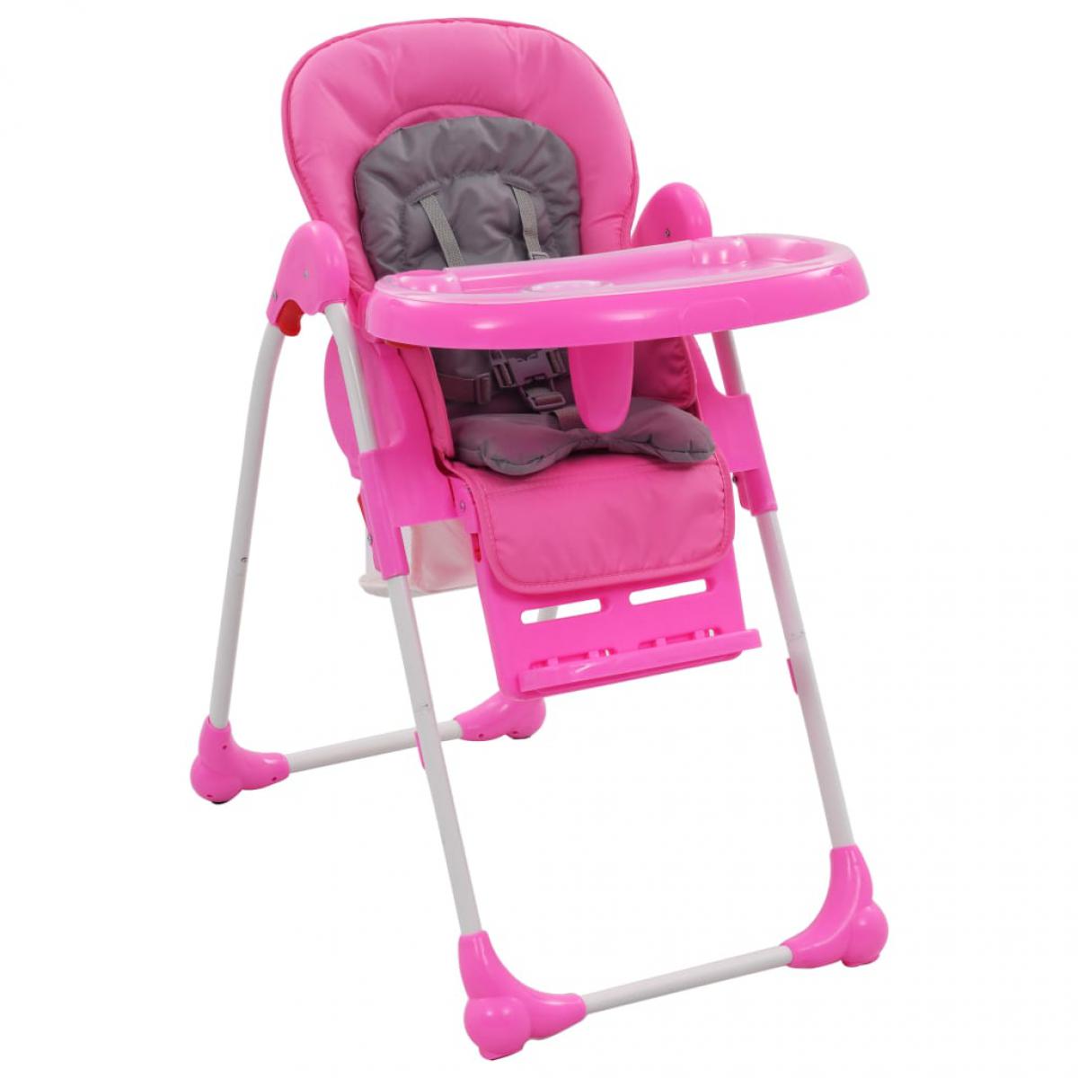 Vidaxl - vidaXL Chaise haute pour bébé Rose et gris - Chaises