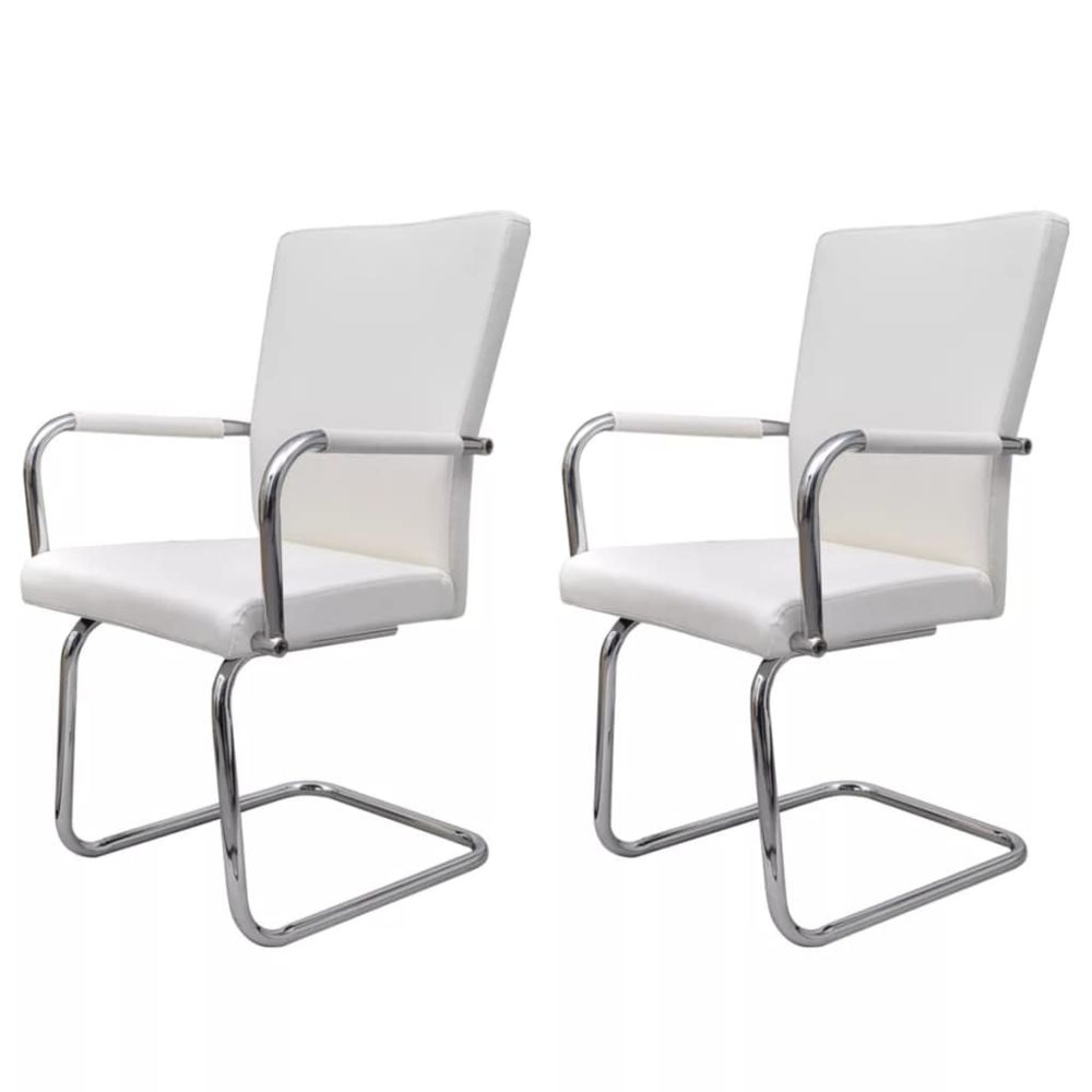 marque generique - Icaverne - Chaises de cuisine et de salle à manger gamme Chaise de salle à manger 2 pcs Cuir synthétique Blanc - Chaises