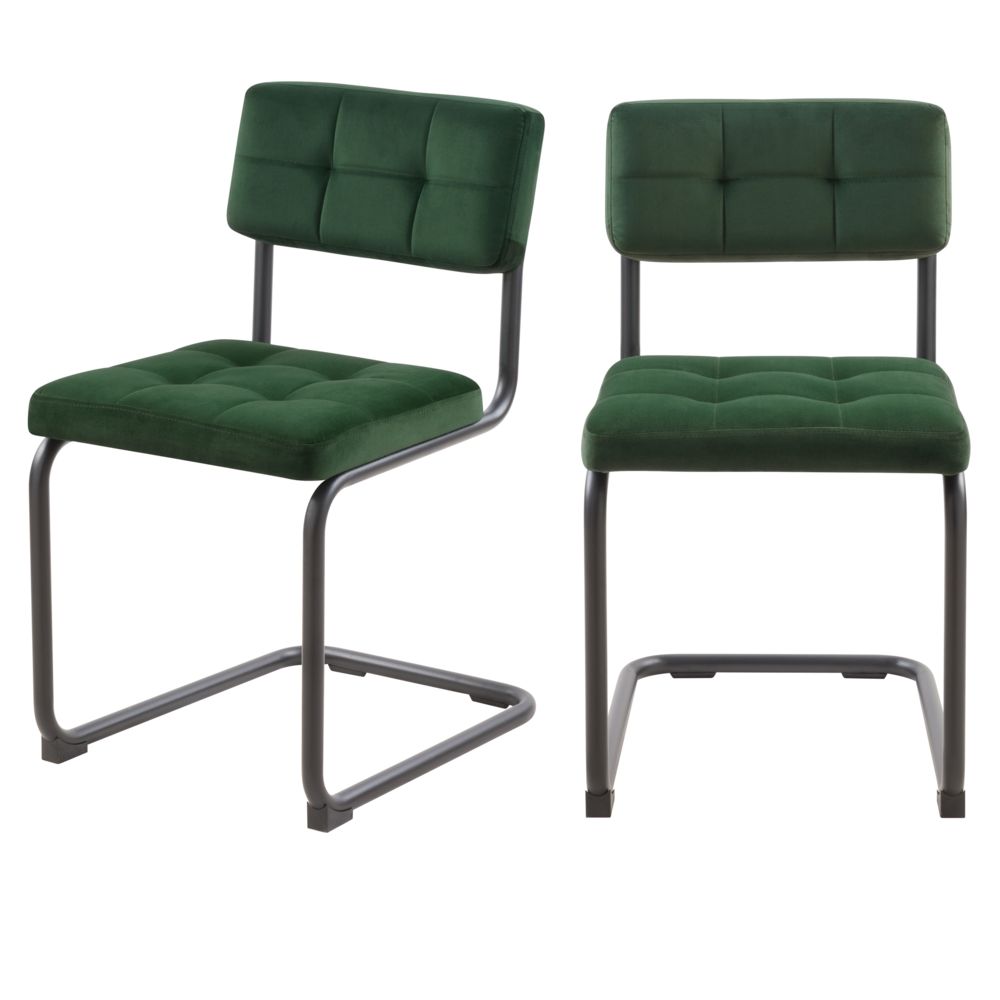 Rendez Vous Deco - Chaise Fallon en velours vert (lot de 2) - Chaises