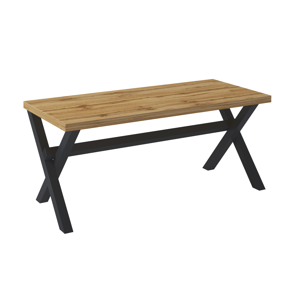 Skraut Home - Table fixe X-Loft couleur chêne foncé, 88x158x77,4cm - Tables à manger