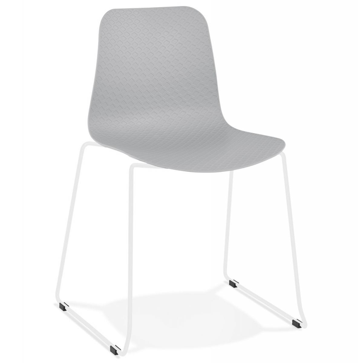 Alterego - Chaise moderne 'EXPO' grise avec pieds en métal blanc - Chaises