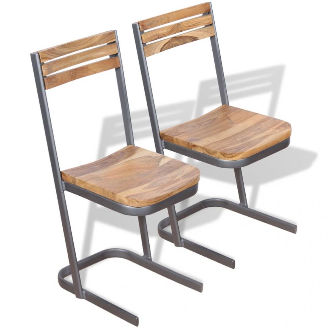 Decoshop26 - Lot de 2 chaises de salle à manger cuisine design moderne bois de teck massif CDS020947 - Chaises