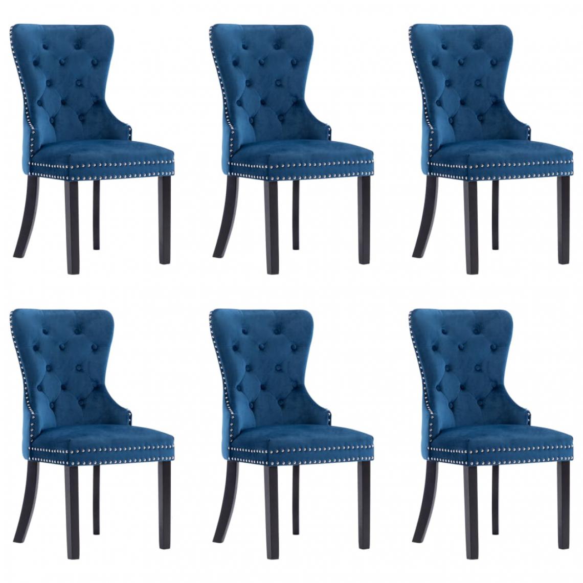 Vidaxl - vidaXL Chaises de salle à manger 6 pcs Bleu Velours - Chaises