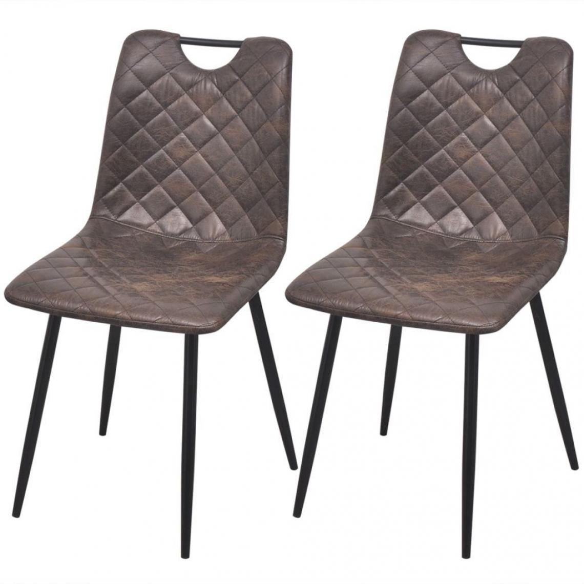 Decoshop26 - Lot de 2 chaises de salle à manger cuisine style rétro en similicuir marron foncé CDS020693 - Chaises