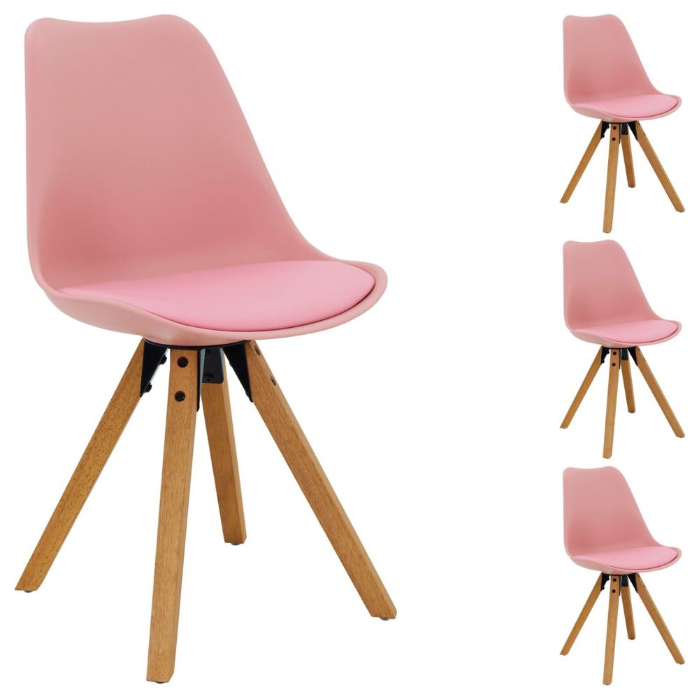 Idimex - Lot de 4 chaises scandinaves TYSON, en synthétique rose - Chaises