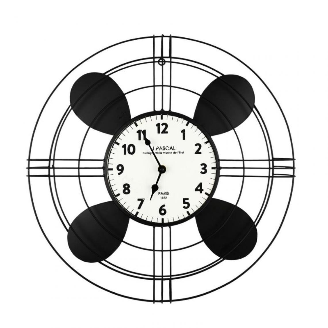 Paris Prix - Horloge Murale Déco Hélice Vintage 60cm Noir - Horloges, pendules