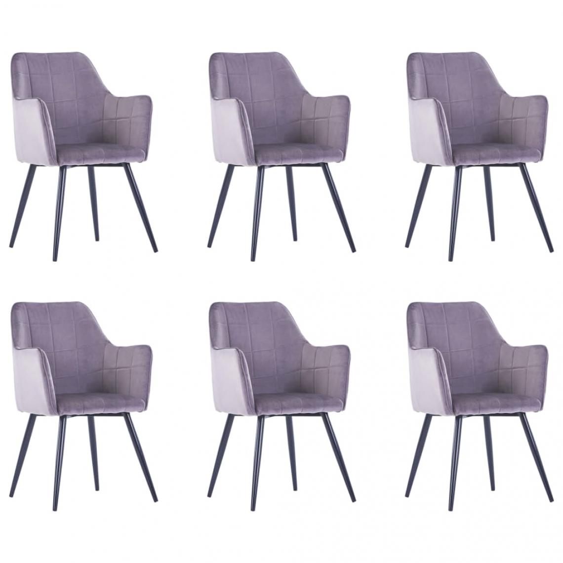 Decoshop26 - Lot de 6 chaises de salle à manger cuisine design moderne velours gris CDS022508 - Chaises