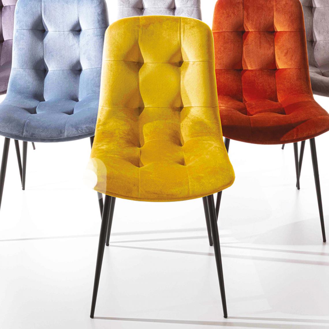 Nouvomeuble - Chaise jaune en velours moderne COPERNIC (lot de 4) - Chaises