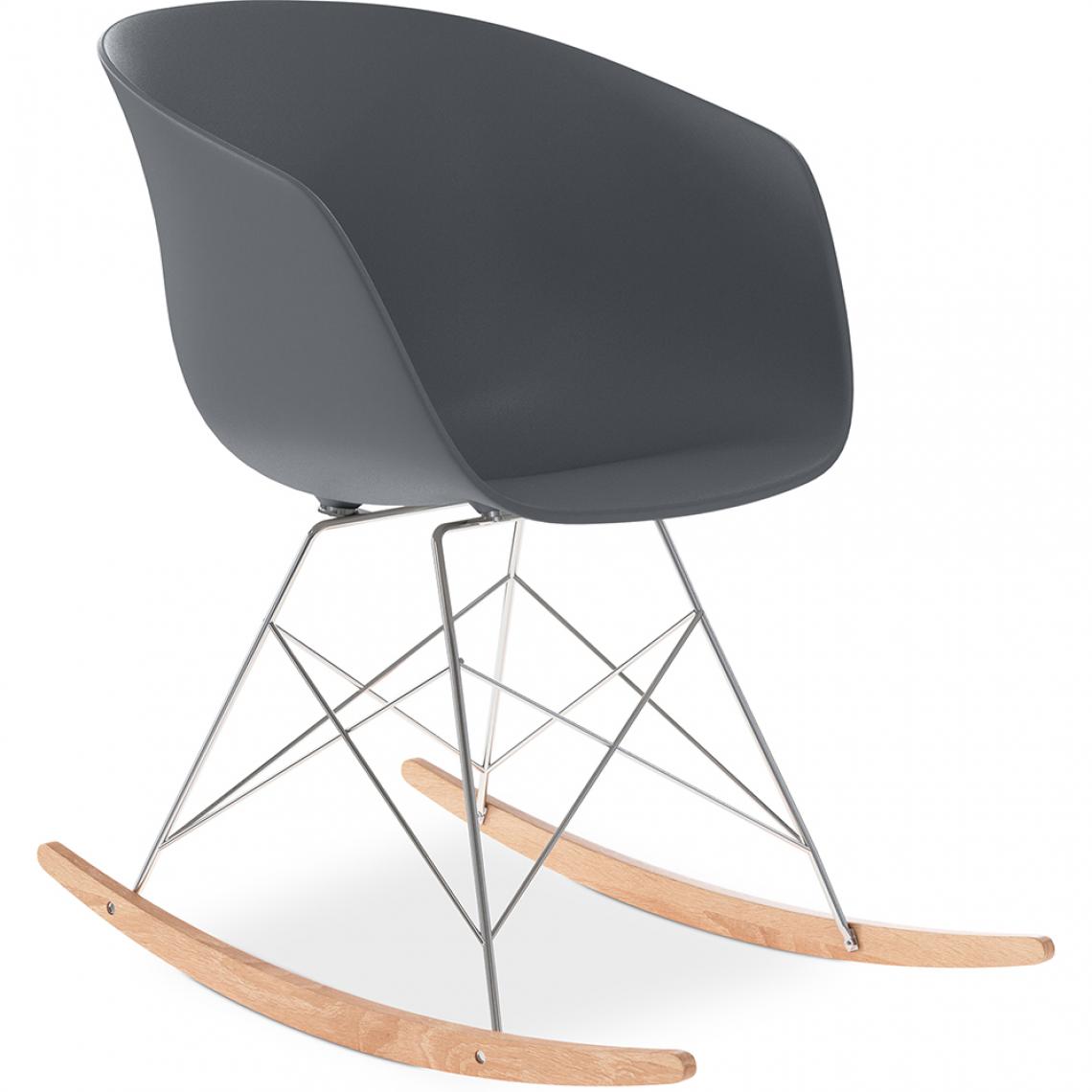 Iconik Interior - Rocking chair design scandinave avec pieds en bois et métal - Polin - Chaises