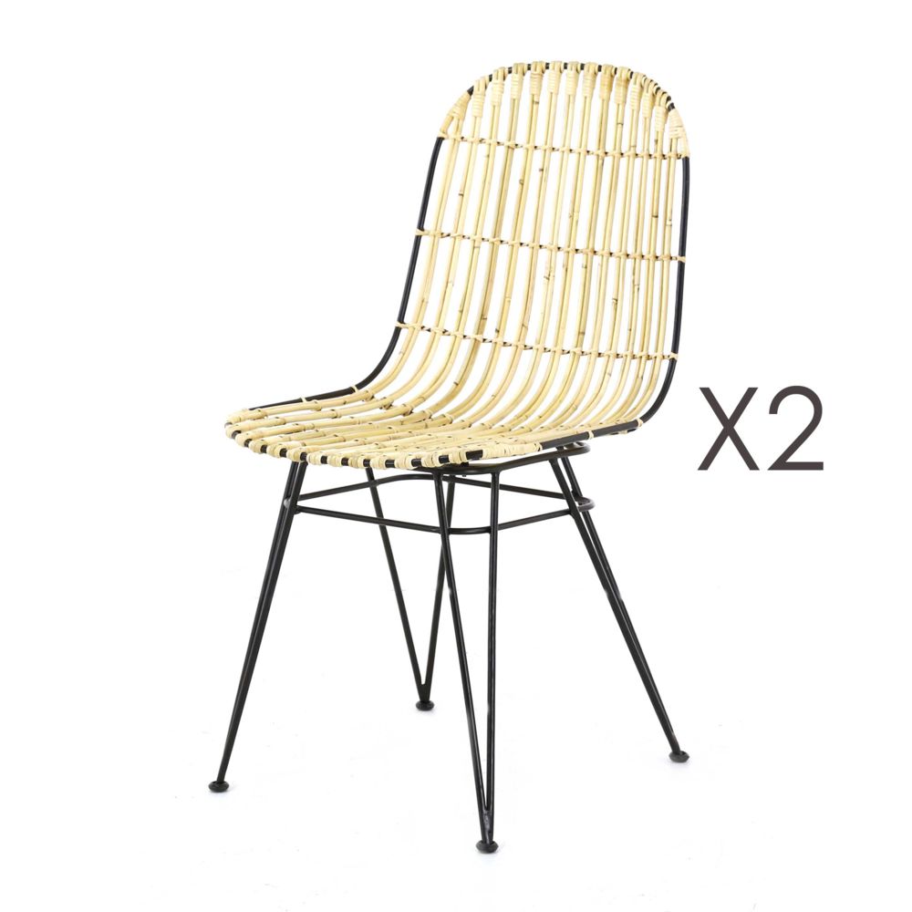 marque generique - Lot de 2 chaises kubu naturel - SUCCESS - Chaises