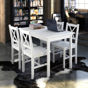 Vidaxl - vidaXL 1 ensemble Table en bois + 4 chaises Couleur Blanc - Tables à manger