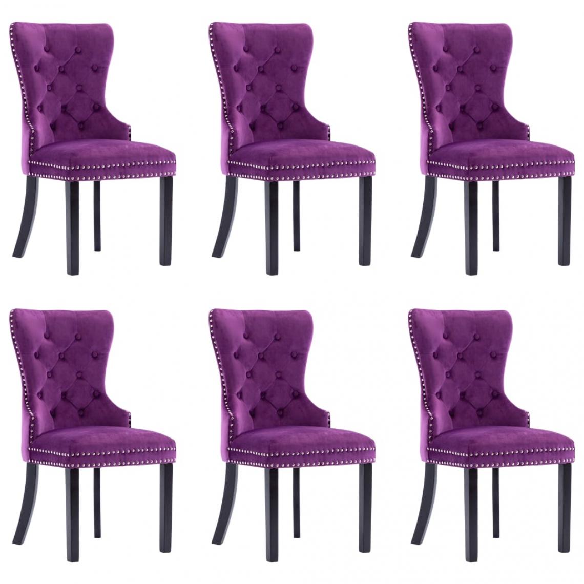 Decoshop26 - Lot de 6 chaises de salle à manger cuisine design classique velours violet CDS022936 - Chaises