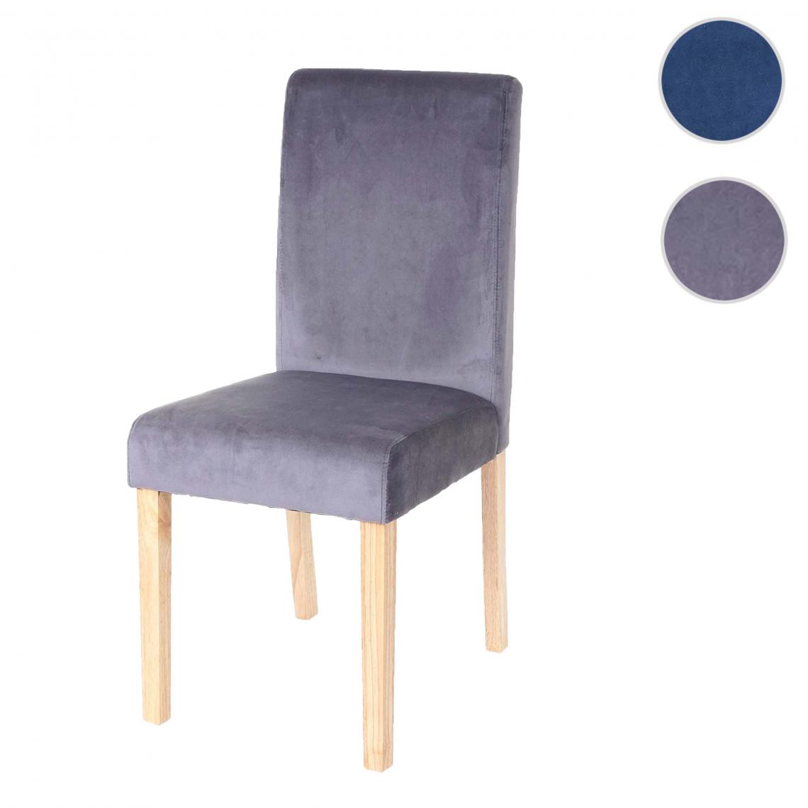Mendler - Chaise de salle à manger Littau, chaise de cuisine, velours ~ gris, pieds - Chaises