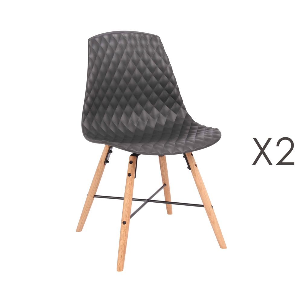 marque generique - Lot de 2 chaises repas capitonées noir - ANATOLINE - Chaises