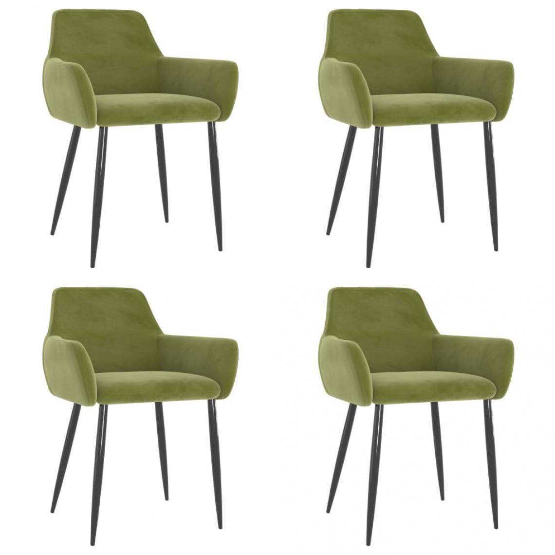 Decoshop26 - Lot de 4 chaises de salle à manger cuisine design moderne velours vert clair CDS022019 - Chaises