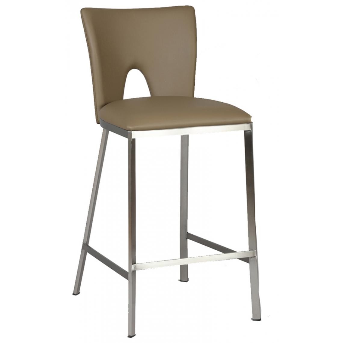 Pegane - Lot de 2 chaises de bar en acier inoxydable coloris taupe - Dim : L52 x P45 x Ht93 x Ht Ass 64 cm - Chaises