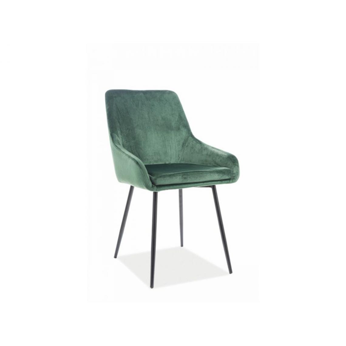 Hucoco - ALNI | Chaise confortable velours style glamour salle à manger bureau | 83x39x45 cm | Tissu velouté | Assise avec coussin - Vert - Chaises