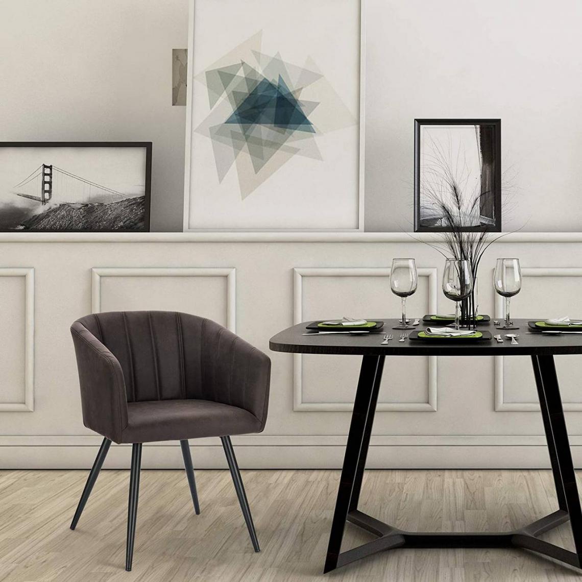 MercatoXL - sombre jambes métalliques tissu chaise de cuisine brune modèle - Tables à manger