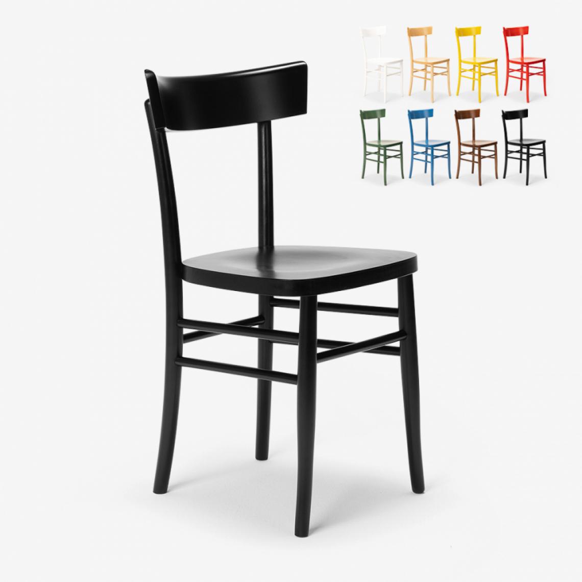 Ahd Amazing Home Design - Chaise classique en bois rustique pour salle à manger cuisine bar restaurant Milano, Couleur: Noir - Chaises